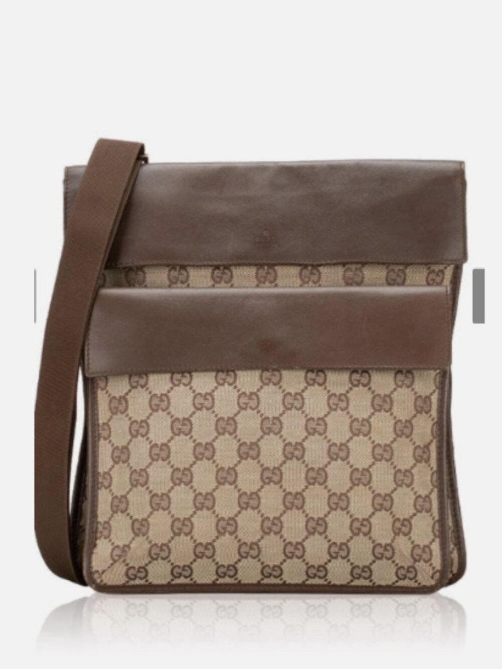 Authentic gucci GG Monogram Canvas And Brown Leather messenger bag